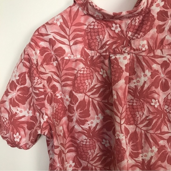 Croft and barrow 100% cotton light pink tropical print button down shirt - Picture 4 of 10